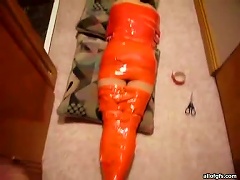 Free Porn Gets Taped Up From Head To Toe
